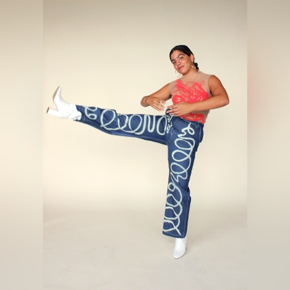 TYLER MCGILLIVARY Loopy Wide Leg Denim Jeans - Picture 3 of 6